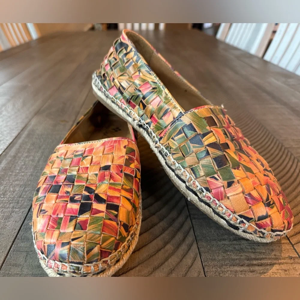 Patricia Nash Padma Multicolor Woven Italian Leather Espadrilles Women’s Size 8